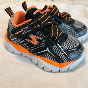 Skechers Z Strap Sneakers Infant Toddler Size 5 Black Orange Lightweight
